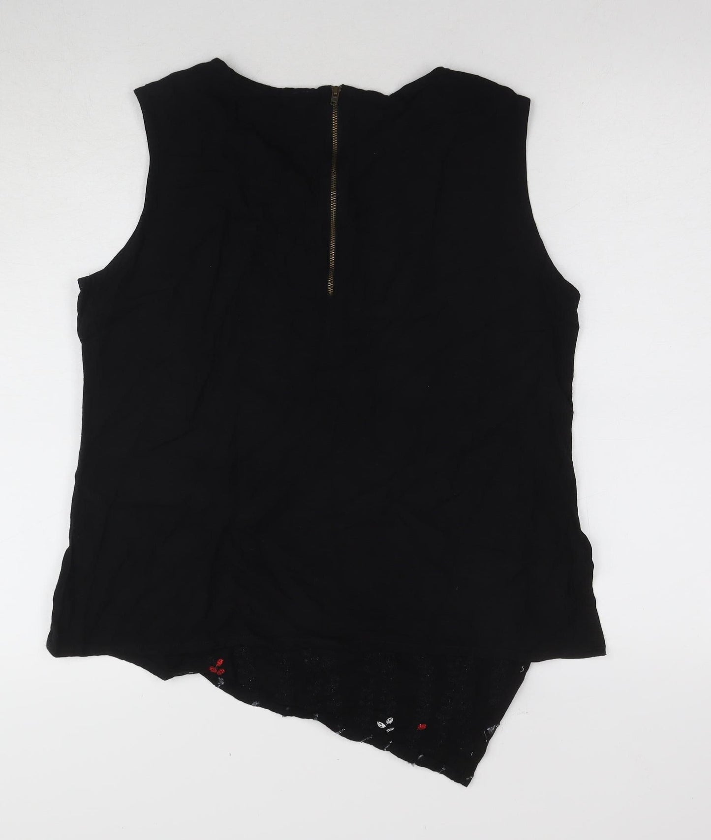 IMARA Women's Black Sleeveless Embroidered Blouse XL