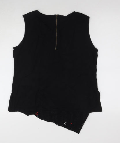IMARA Women's Black Sleeveless Embroidered Blouse XL
