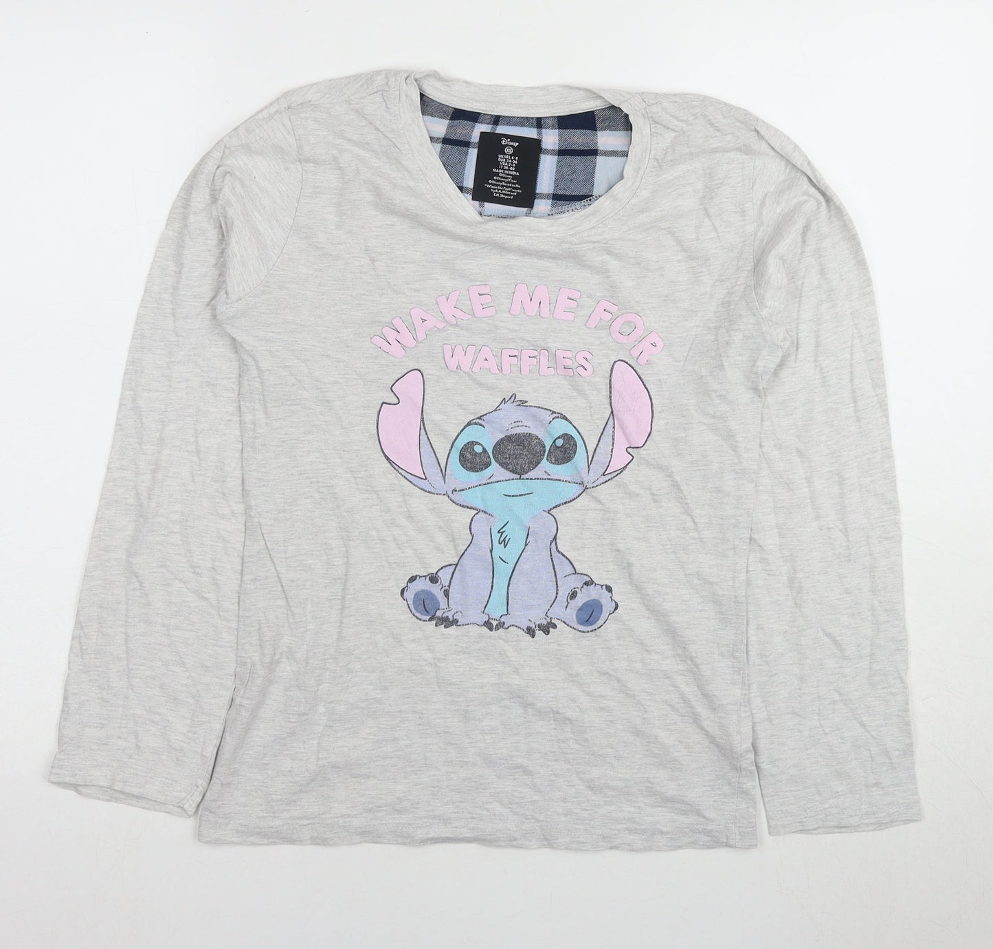 Disney Women's Grey Stitch Long Sleeve Pyjama Top