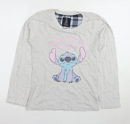 Disney Women's Grey Stitch Long Sleeve Pyjama Top