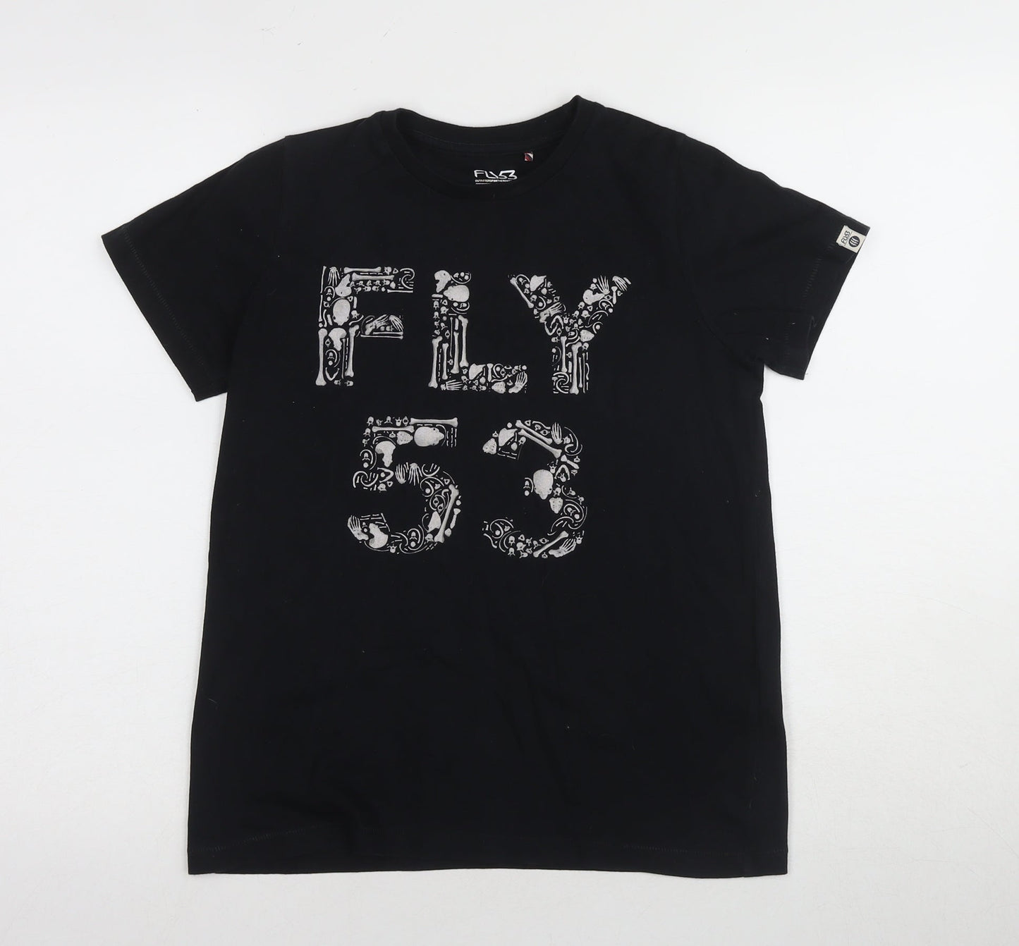 FLY53 Boys Black Cotton Graphic T-Shirt 9-10 Years