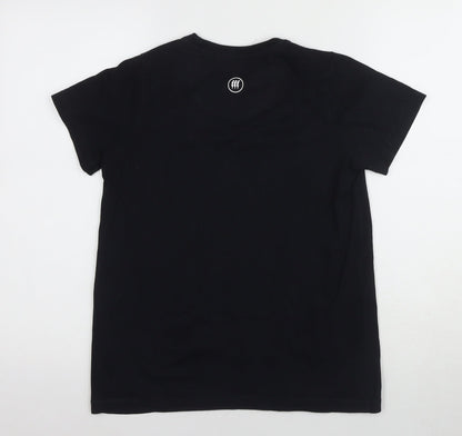 FLY53 Boys Black Cotton Graphic T-Shirt 9-10 Years