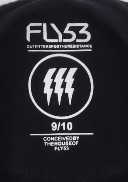 FLY53 Boys Black Cotton Graphic T-Shirt 9-10 Years