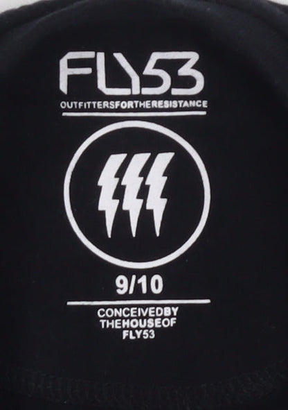 FLY53 Boys Black Cotton Graphic T-Shirt 9-10 Years