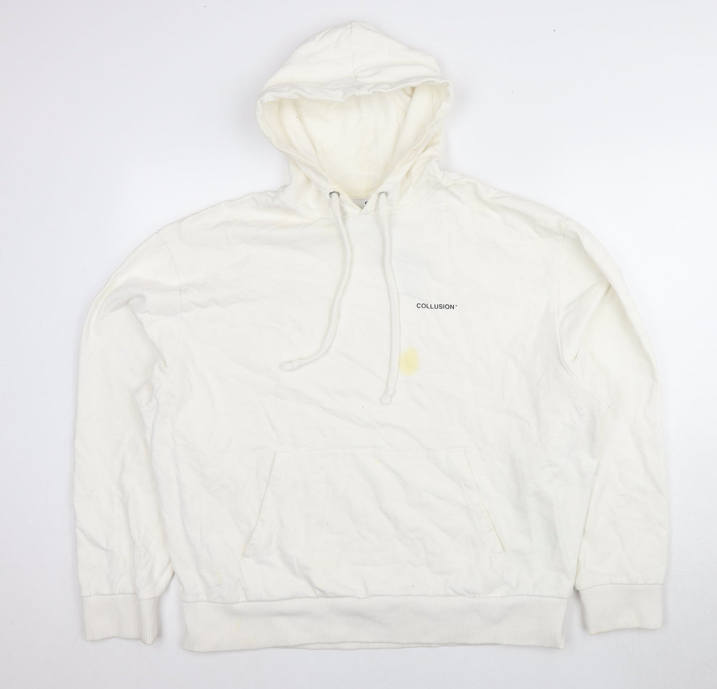 Unisex Adults UK Size L COLLUSION White Pullover Hoodie