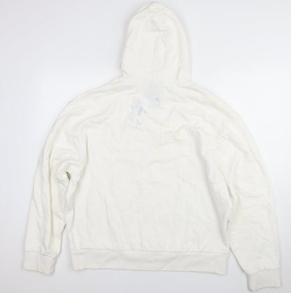 Unisex Adults UK Size L COLLUSION White Pullover Hoodie