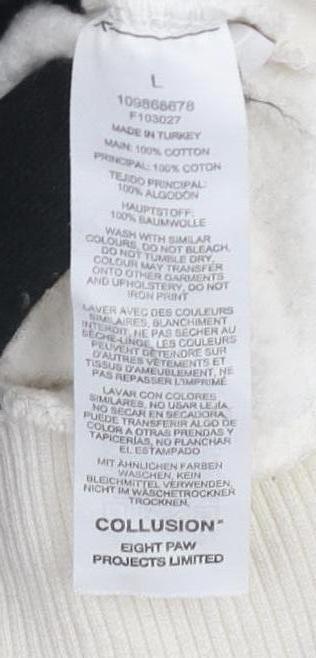 Unisex Adults UK Size L COLLUSION White Pullover Hoodie