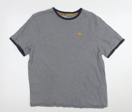 Matalan Men's Striped Multicoloured Zebra Cotton T-Shirt Large