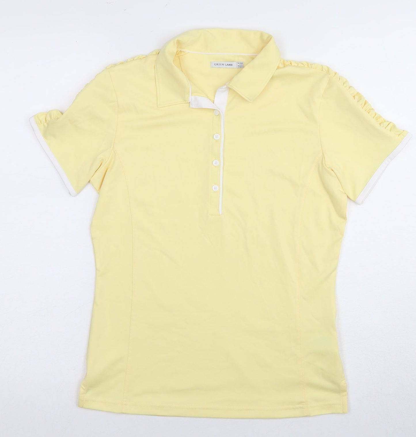 Womens UK Size XS Green Lamb Yellow Basic Polo