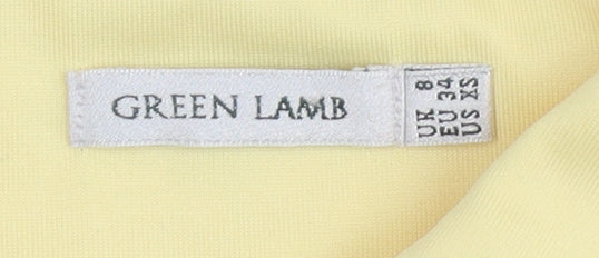 Womens UK Size XS Green Lamb Yellow Basic Polo