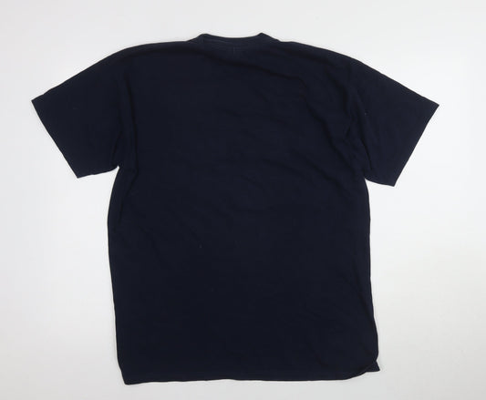 B&C Unisex Blue Crew Neck Graphic T-Shirt, Size 12