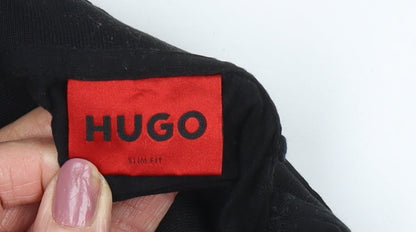 Hugo Men's Black Slim Fit Zip Polo XS