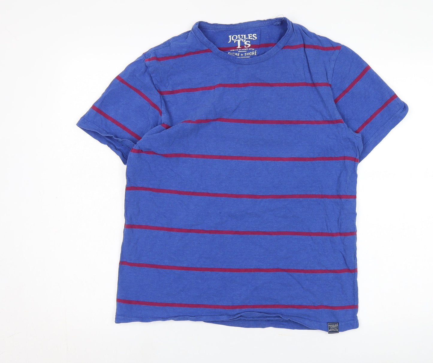 Joules Men's Blue Striped Cotton T-Shirt, Size M, Short Sleeve