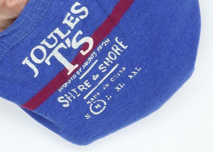 Joules Men's Blue Striped Cotton T-Shirt, Size M, Short Sleeve