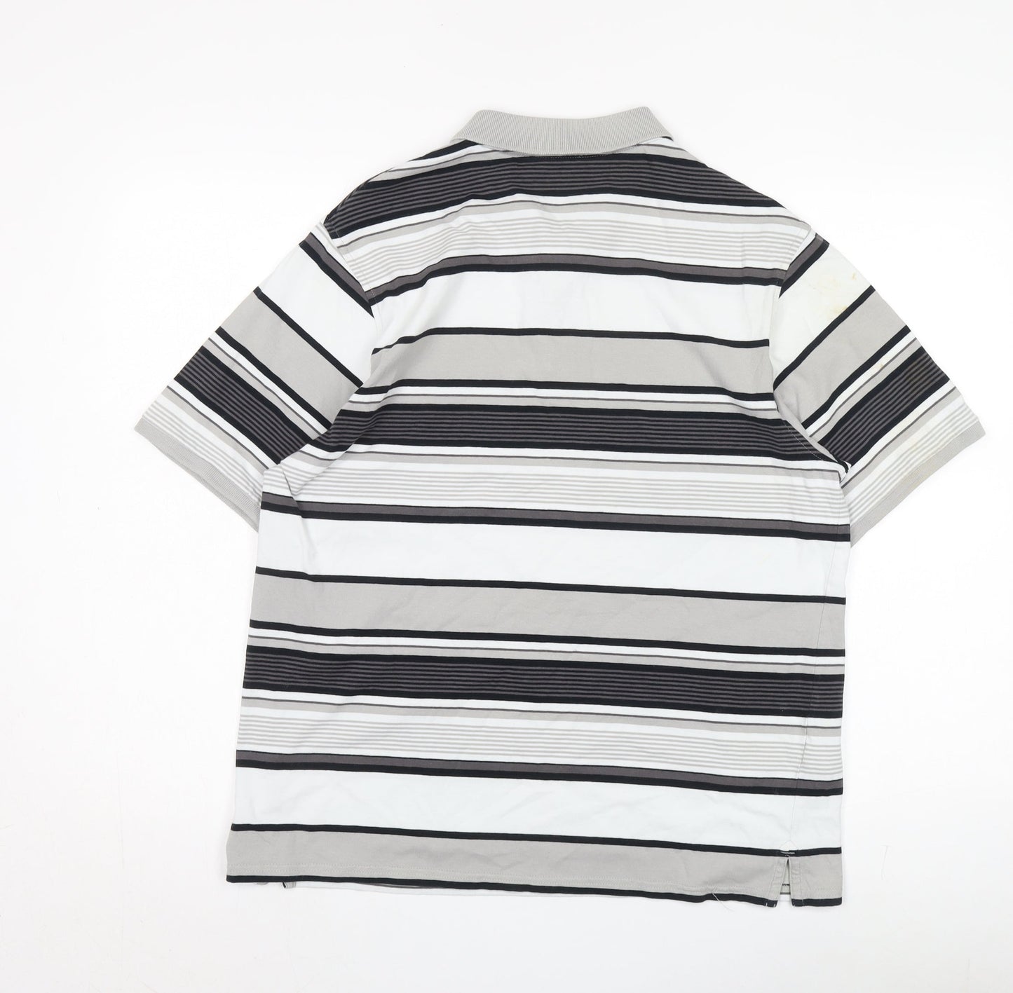 Marks and Spencer Men's Black Striped Polo, M