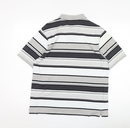 Marks and Spencer Men's Black Striped Polo, M