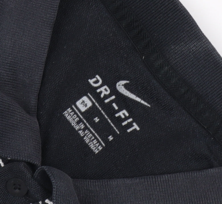 Nike Men's Black Striped Polo Shirt M - Activewear Essential