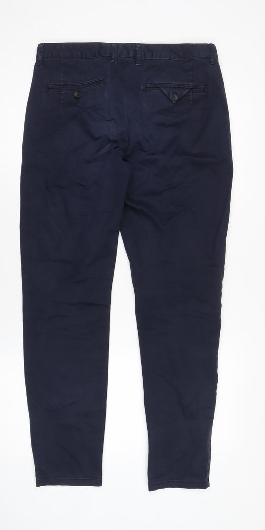 SELECTED Men's Blue Slim Fit Chino Trousers Size 30