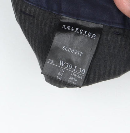 SELECTED Men's Blue Slim Fit Chino Trousers Size 30