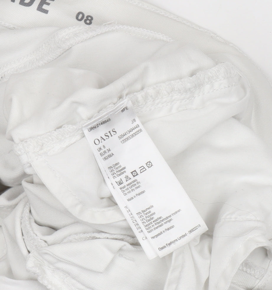 Womens UK Size 8 Oasis Slim Fit Skinny White Trousers