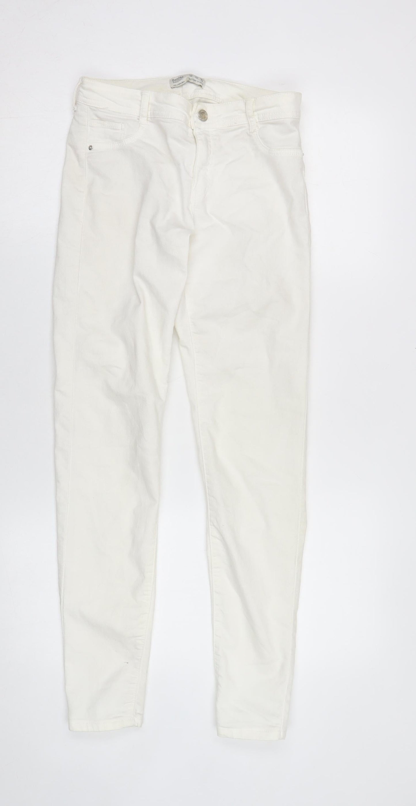 Bershka Women's White Skinny Trousers Size 10