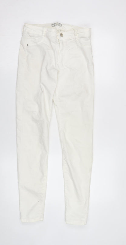 Bershka Women's White Skinny Trousers Size 10