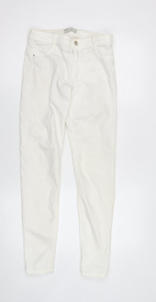 Bershka Women's White Skinny Trousers Size 10