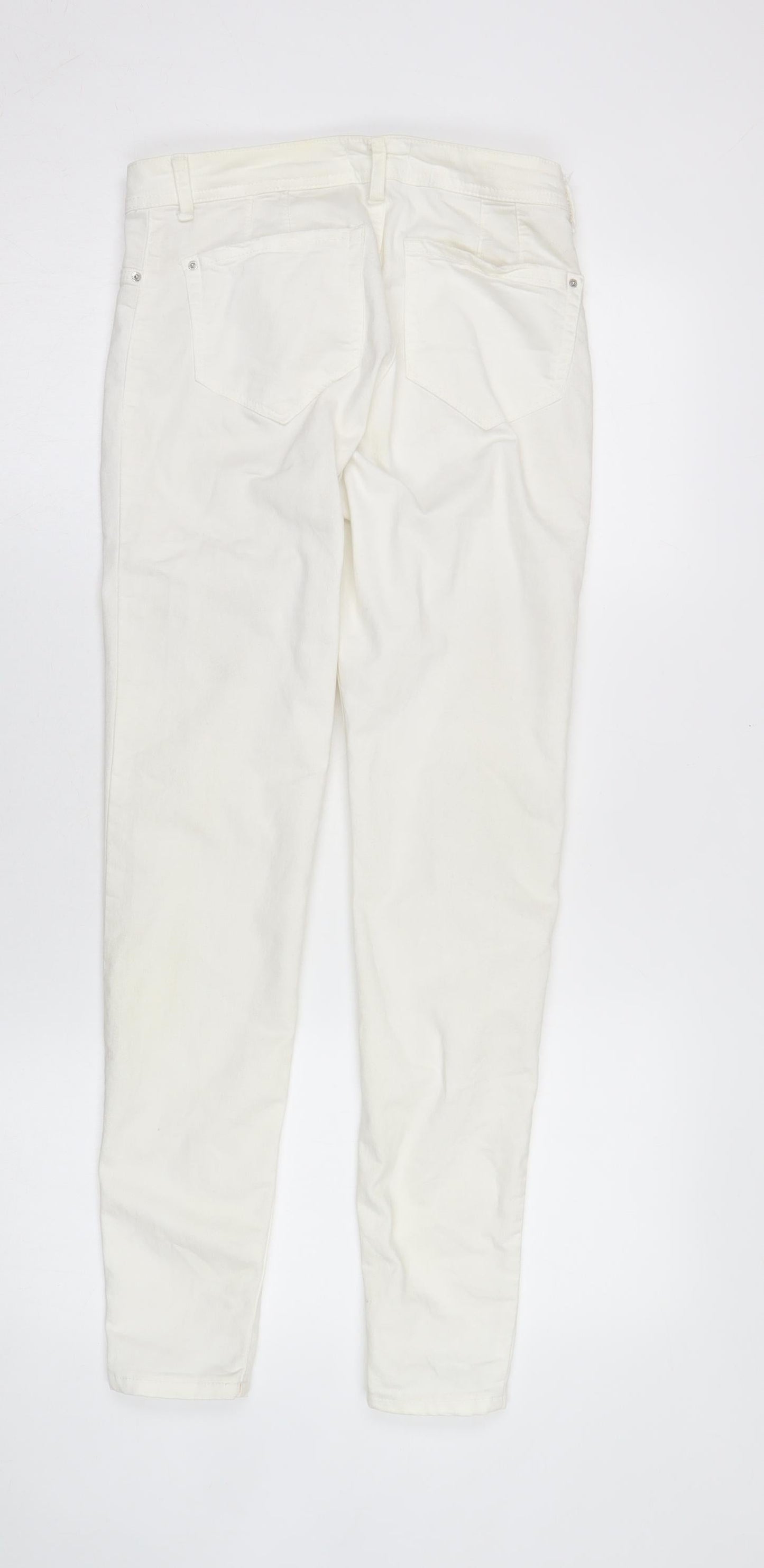Bershka Women's White Skinny Trousers Size 10