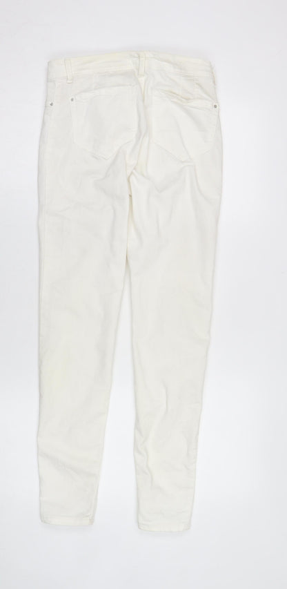 Bershka Women's White Skinny Trousers Size 10