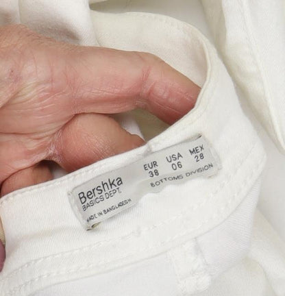 Bershka Women's White Skinny Trousers Size 10