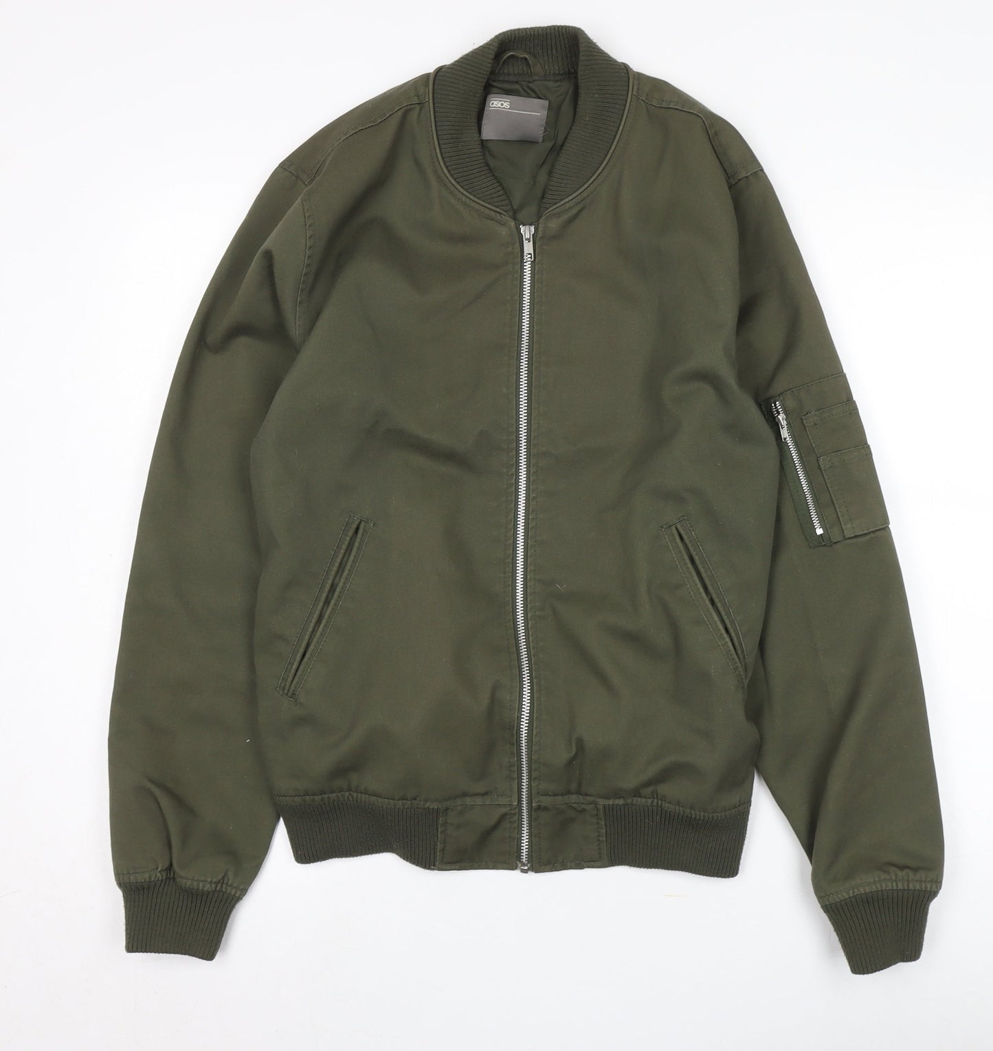 ASOS Men's Green Bomber Jacket S Casual Zip