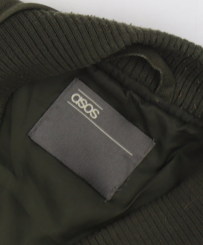 ASOS Men's Green Bomber Jacket S Casual Zip