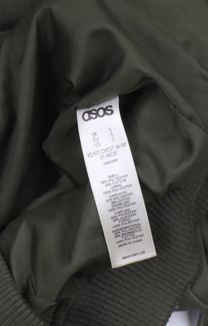ASOS Men's Green Bomber Jacket S Casual Zip