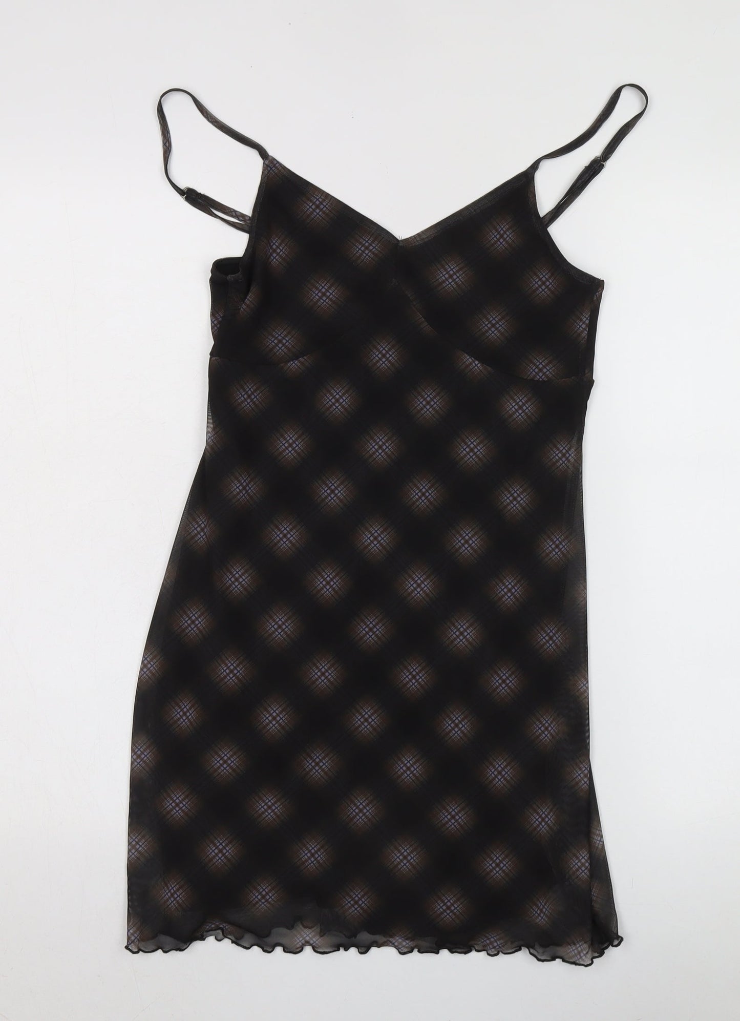 Hollister Women's XS Black Slip Dress, Check Pattern