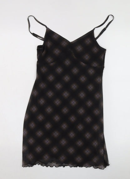 Hollister Women's XS Black Slip Dress, Check Pattern