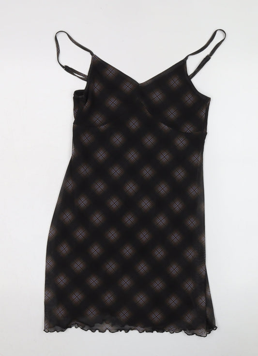 Hollister Women's XS Black Slip Dress, Check Pattern