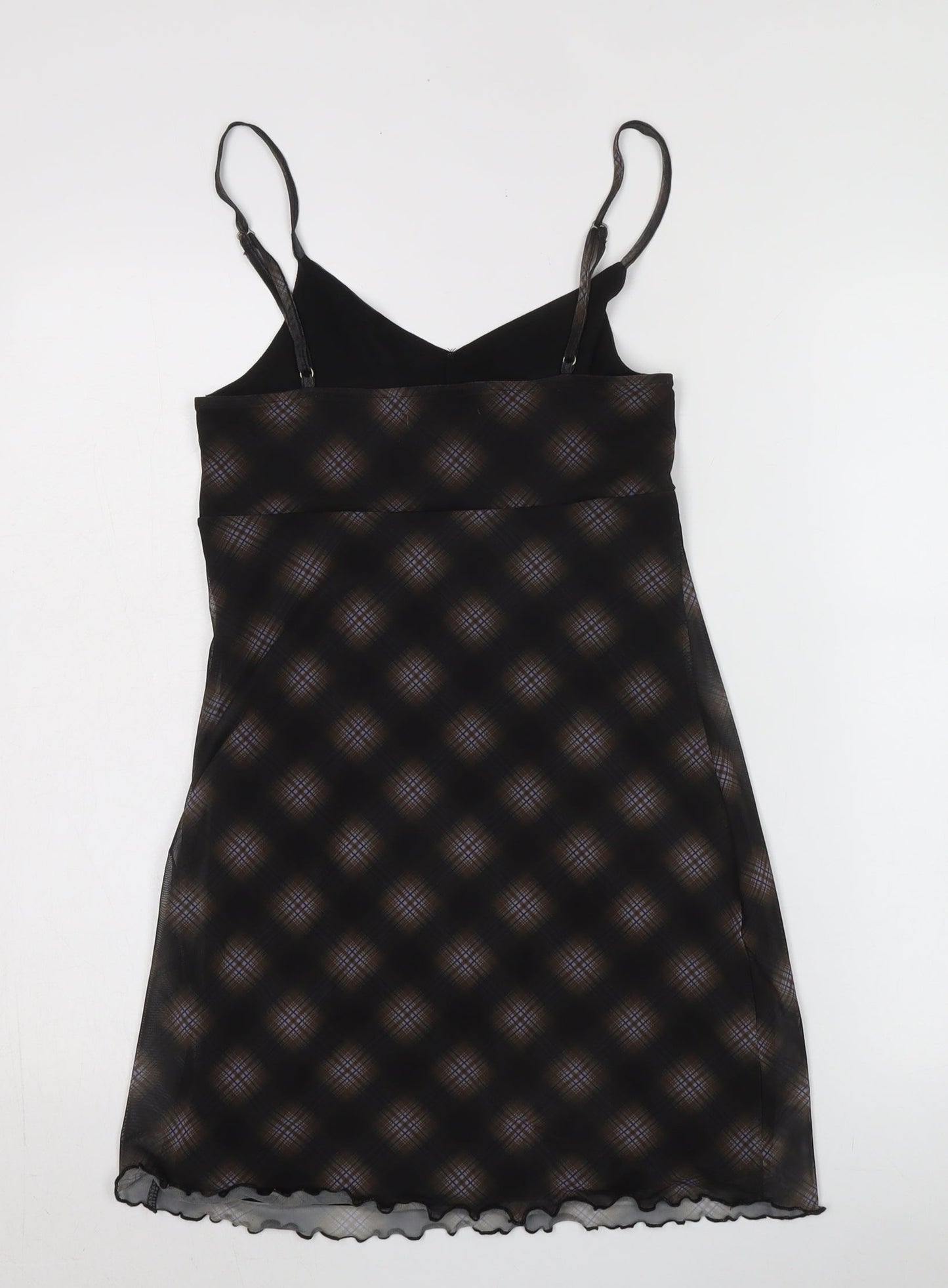 Hollister Women's XS Black Slip Dress, Check Pattern
