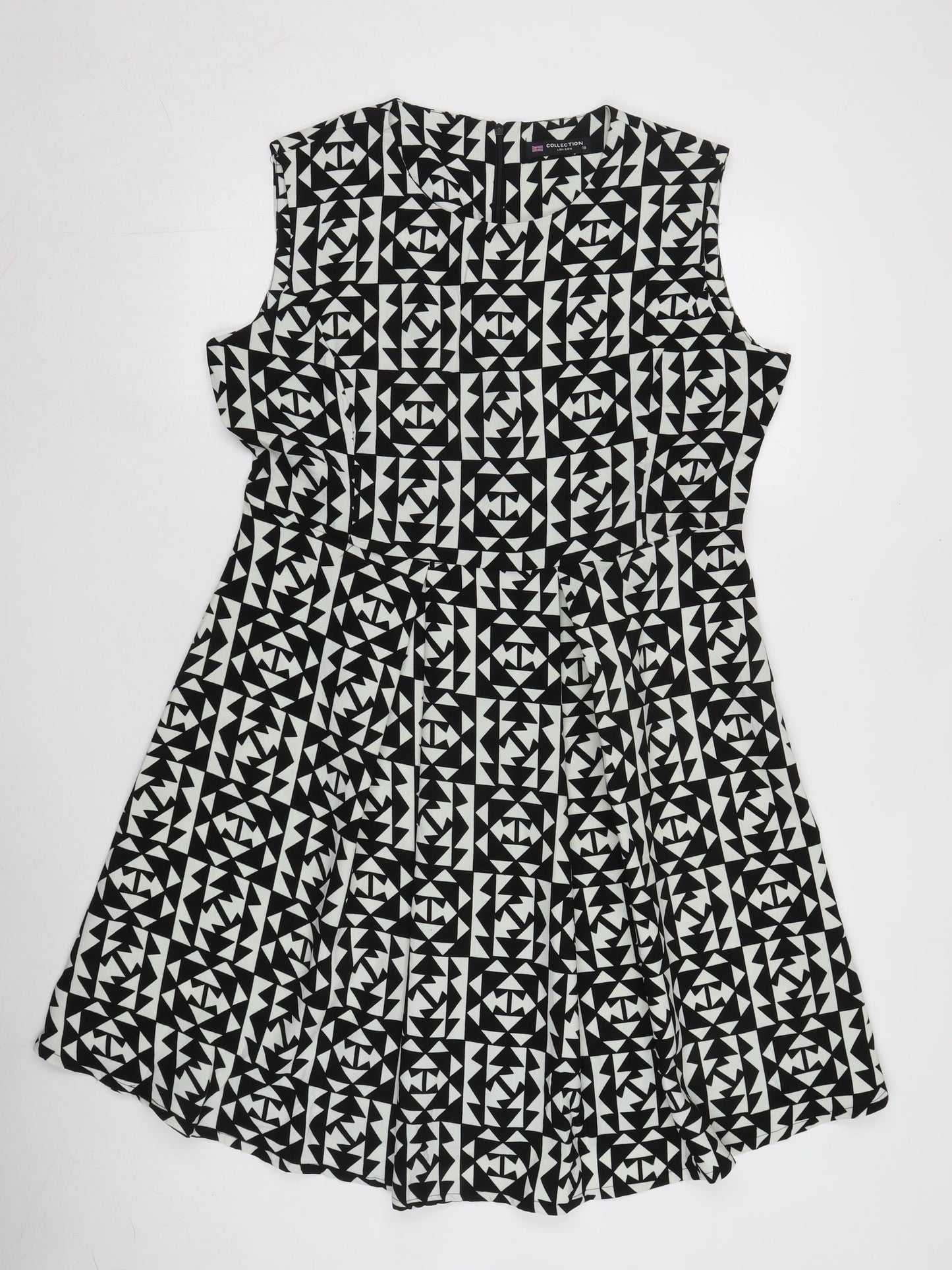 Collection London Women's Black Geometric Skater Dress