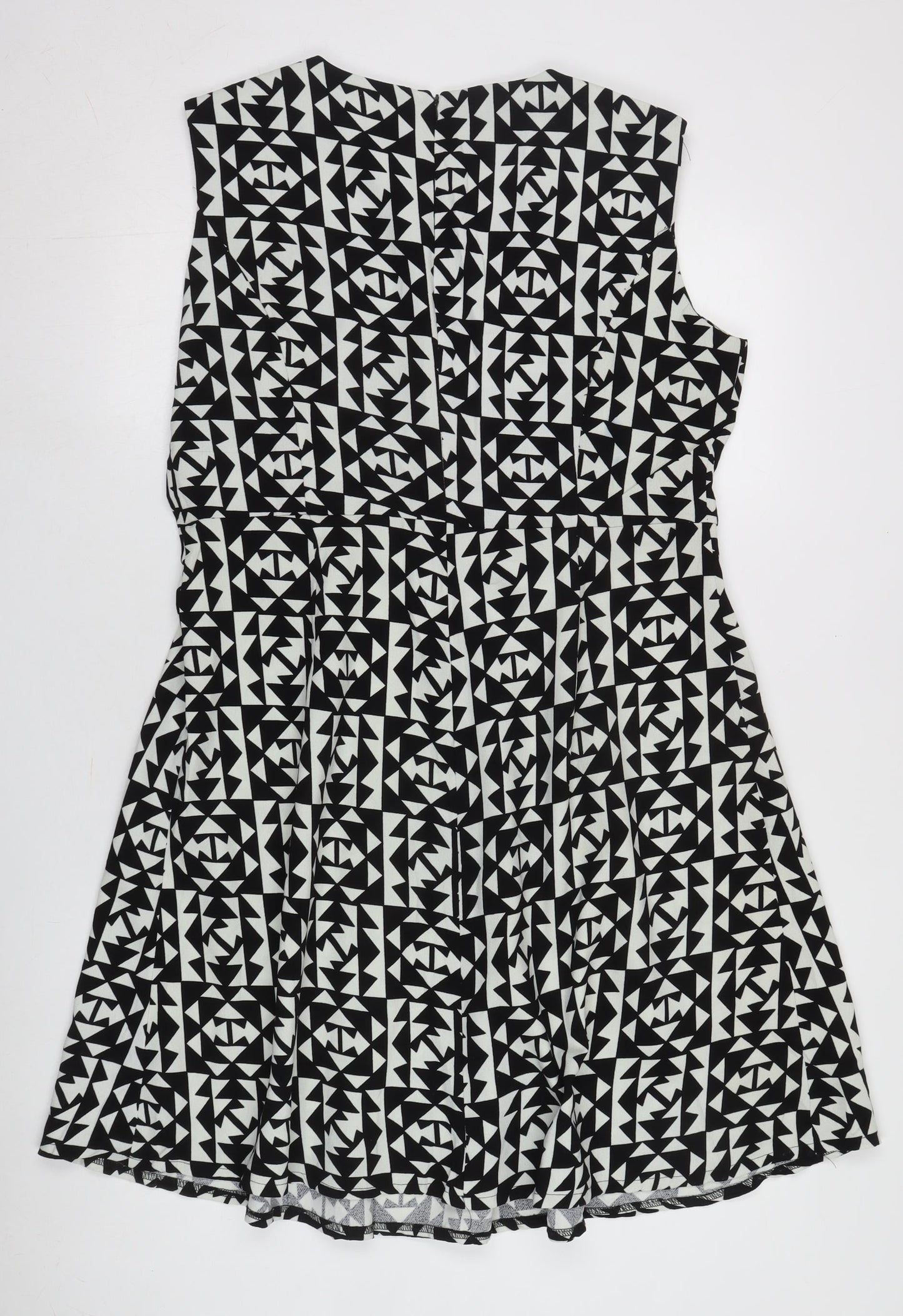Collection London Women's Black Geometric Skater Dress