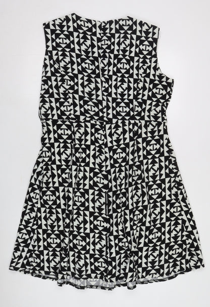 Collection London Women's Black Geometric Skater Dress
