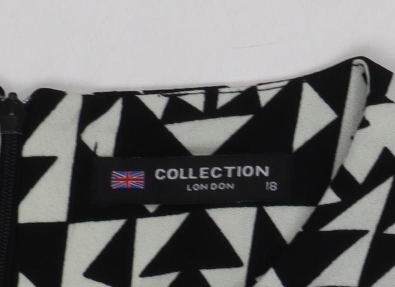 Collection London Women's Black Geometric Skater Dress