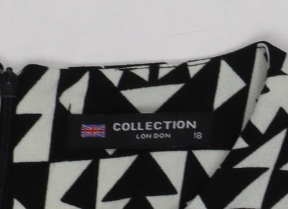 Collection London Women's Black Geometric Skater Dress