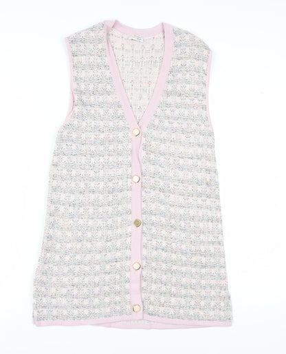Création Atelier GA Women's Ivory Vest Size 14 Knit Buttoned