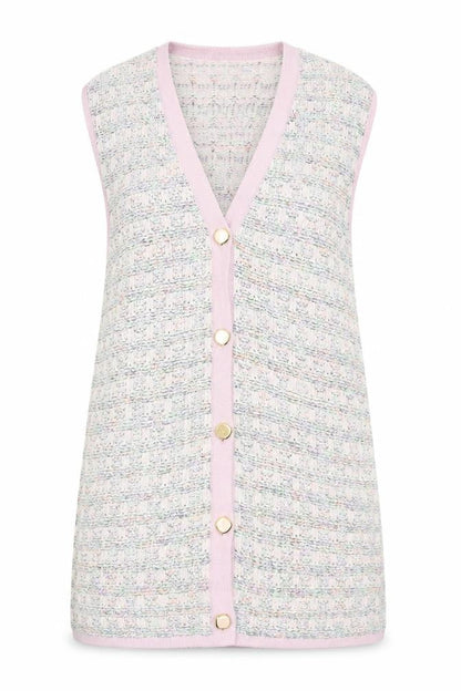 Création Atelier GA Women's Ivory Vest Size 14 Knit Buttoned