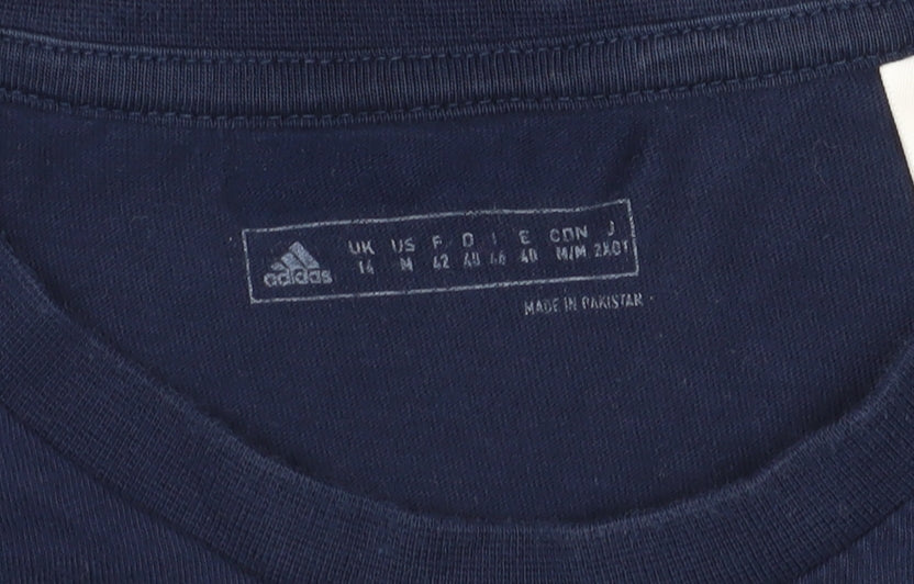 Womens UK Size 14 adidas Blue Basic T-Shirt
