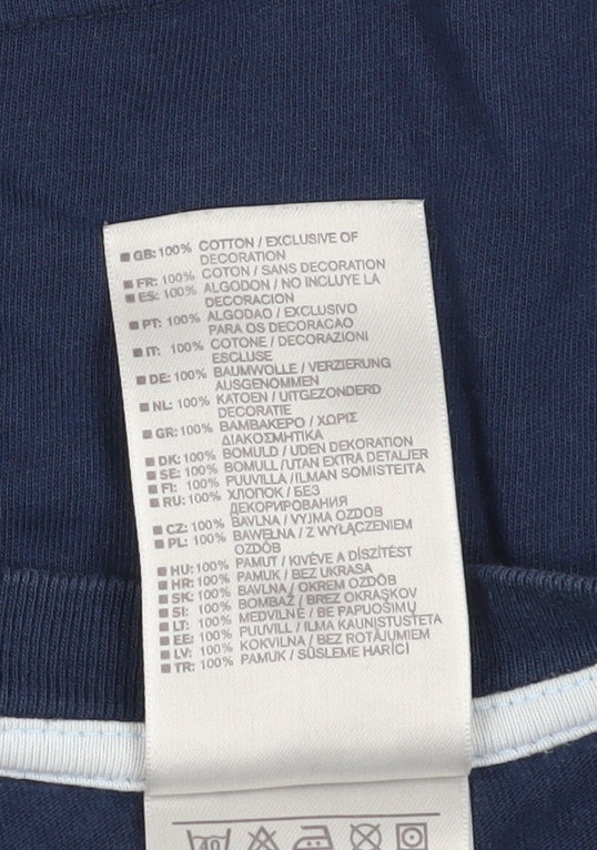 Nike Men's Blue Medium Logo Crew Neck T-Shirt