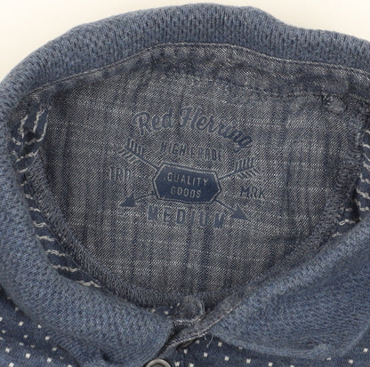 Red Herring Men's Blue Graphic Polo, Size M