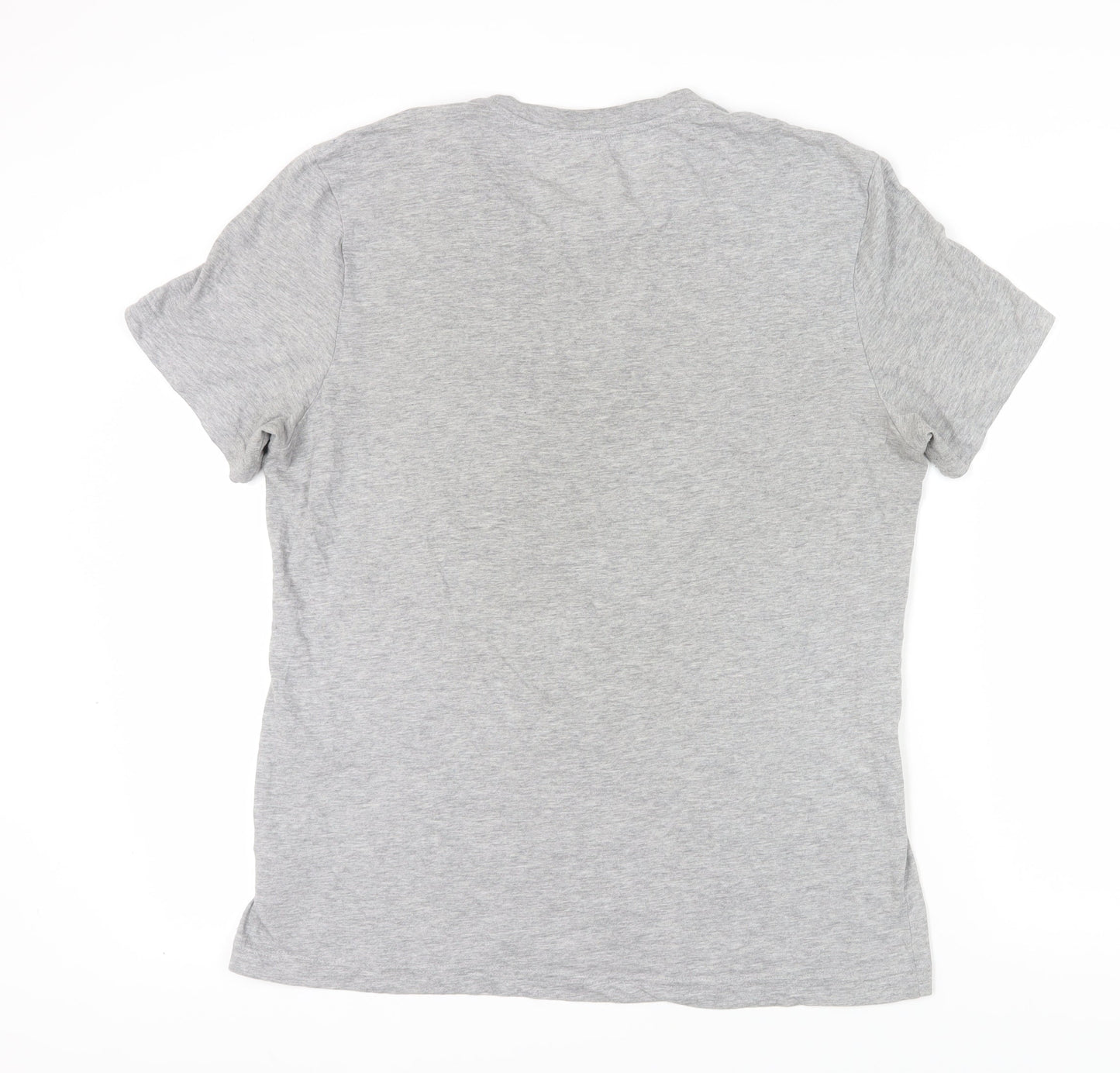 Reebok Men's Grey L Crew Neck T-Shirt, Solid Logo, Excellent