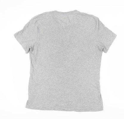 Reebok Men's Grey L Crew Neck T-Shirt, Solid Logo, Excellent