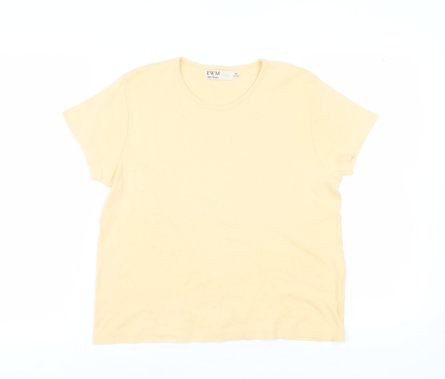 EWM Women's Beige T-Shirt, Size 14, Basic Cotton Top